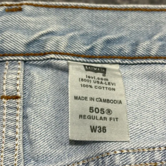 Levi's 505 Denim Shorts Mens 36 Blue Regular Fit Jorts Vintage Y2K - Picture 7 of 14